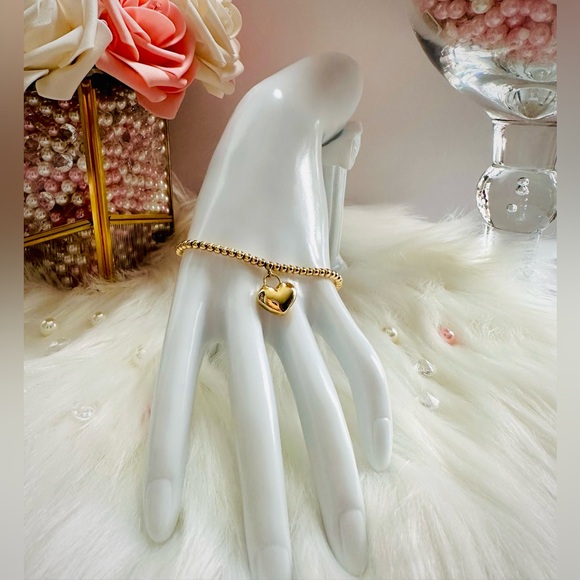 Heart and Bubble Bracelet. 💛 Real 18(18k) Karat Solid Gold Jewelry - Picture 3 of 11